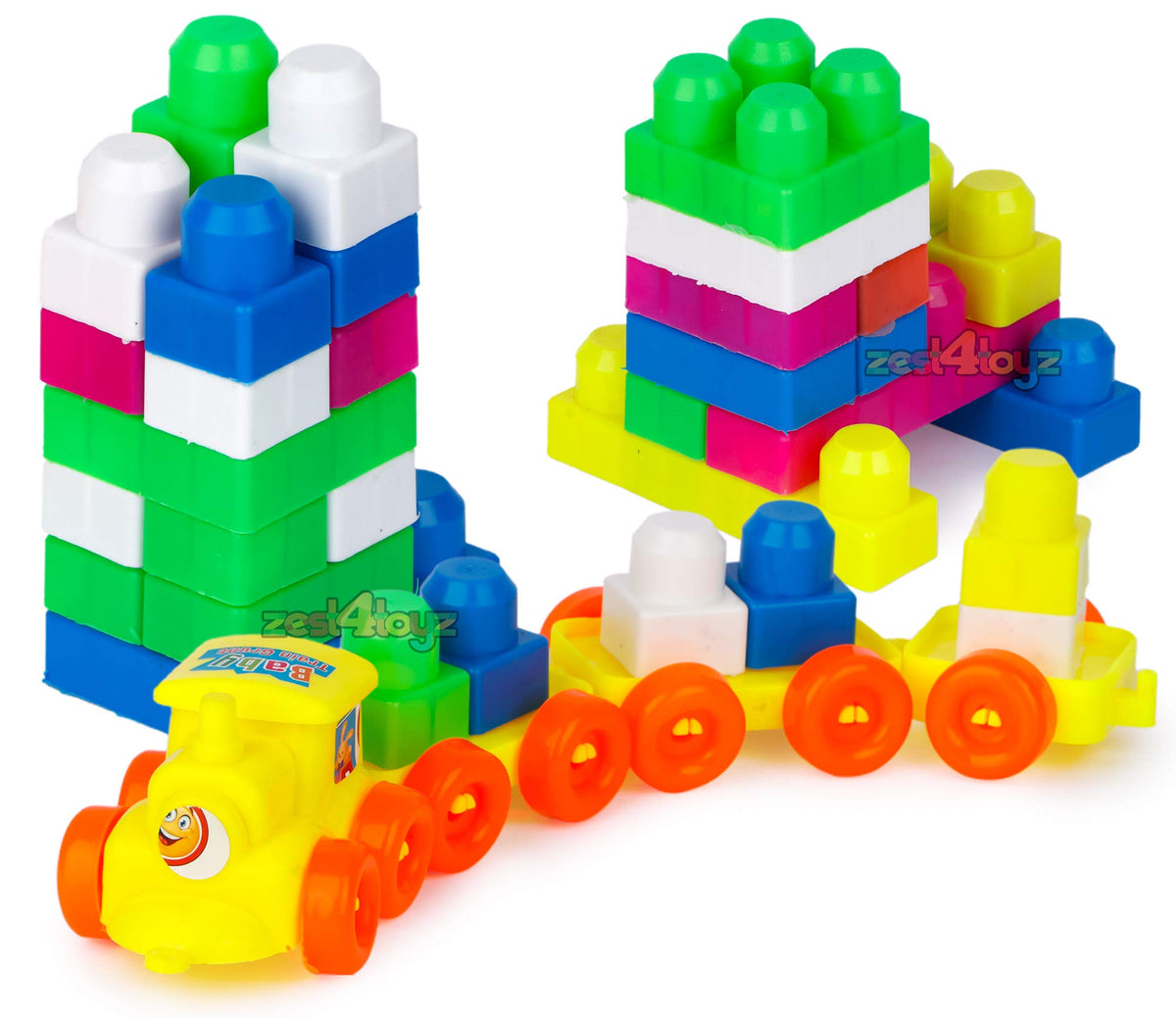 Zest 4 Toyz Building Blocks For Kids With Wheel Train Shaped Building Block Toy Best Gift Early Educational Learing Toy For Kids