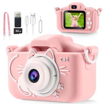Kids Camera, 2 Lens Selfie Camera For Kids, Hd Video Kids Digital Camera For Girls, 3 4 5 6 7 8 9 Year Old Girl Christmas Birthd
