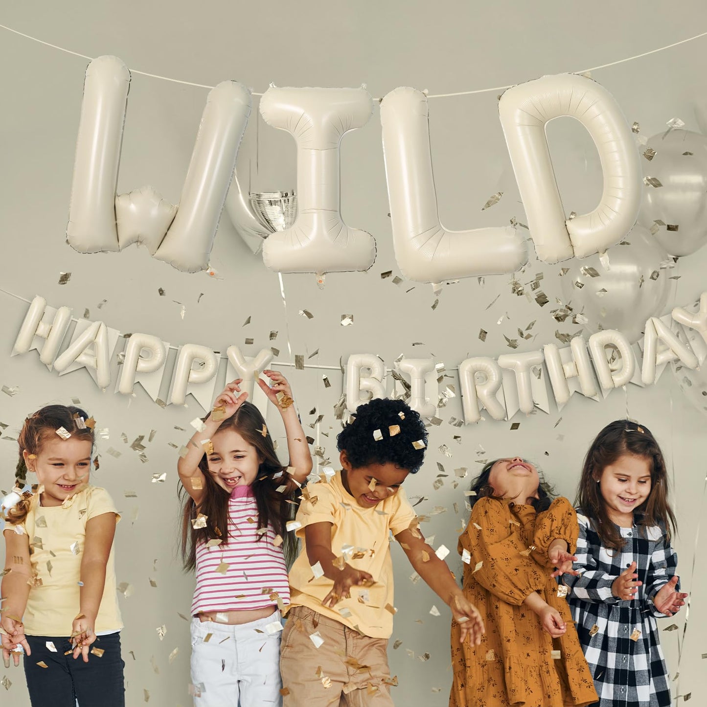 40 Inch Cream Wild Balloons, Large Letter Balloons For Wild One Party, Foil Helium Balloons, Beige Mylar Big Beige Alphabet Allo