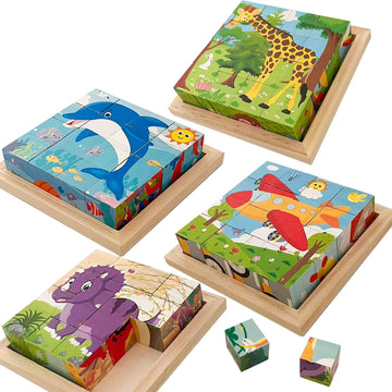 Cube Puzzle With Storage Tray,Toddler Kids Puzzles Ages 3 4 5 6,Educational Learning Montessori Toys For 3 4 5 Year Old,Puzzles