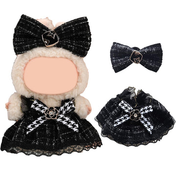 17cm Doll Clothes Set  enhanced Jeans & Knitted Sweater Outfit for 17cm 15cm Dolls  Cute Dress Up Fashion  No Doll Included (Black Dress  17cm/15cm)