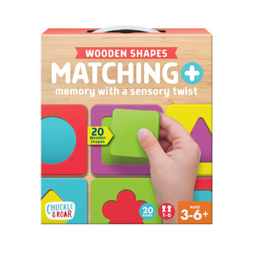 Chuckle & Roar - Matching+ Wooden Sensory Shapes - Logic Puzzles - enhanced Wood Construction - Flat Board Puzzle Pieces for Ages 6 and up