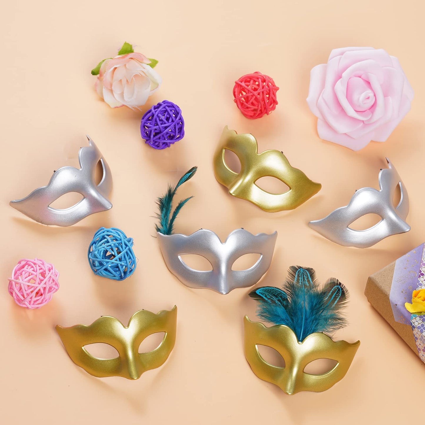 Yookat 20 Pieces Mini Masquerade Mask Small Mardi Gras Masks Small Venetian Mask Masquerade Masks Vintage Antique Masks