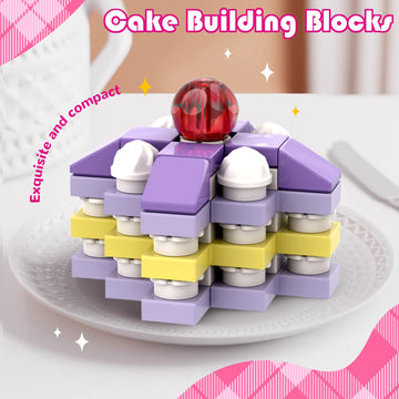 Uiseba Valentines Day Gifts For Kids Classroom/School,24Pcs Dessert Building Blocks And Valentines Cards,Toys For 3+ Years Old G