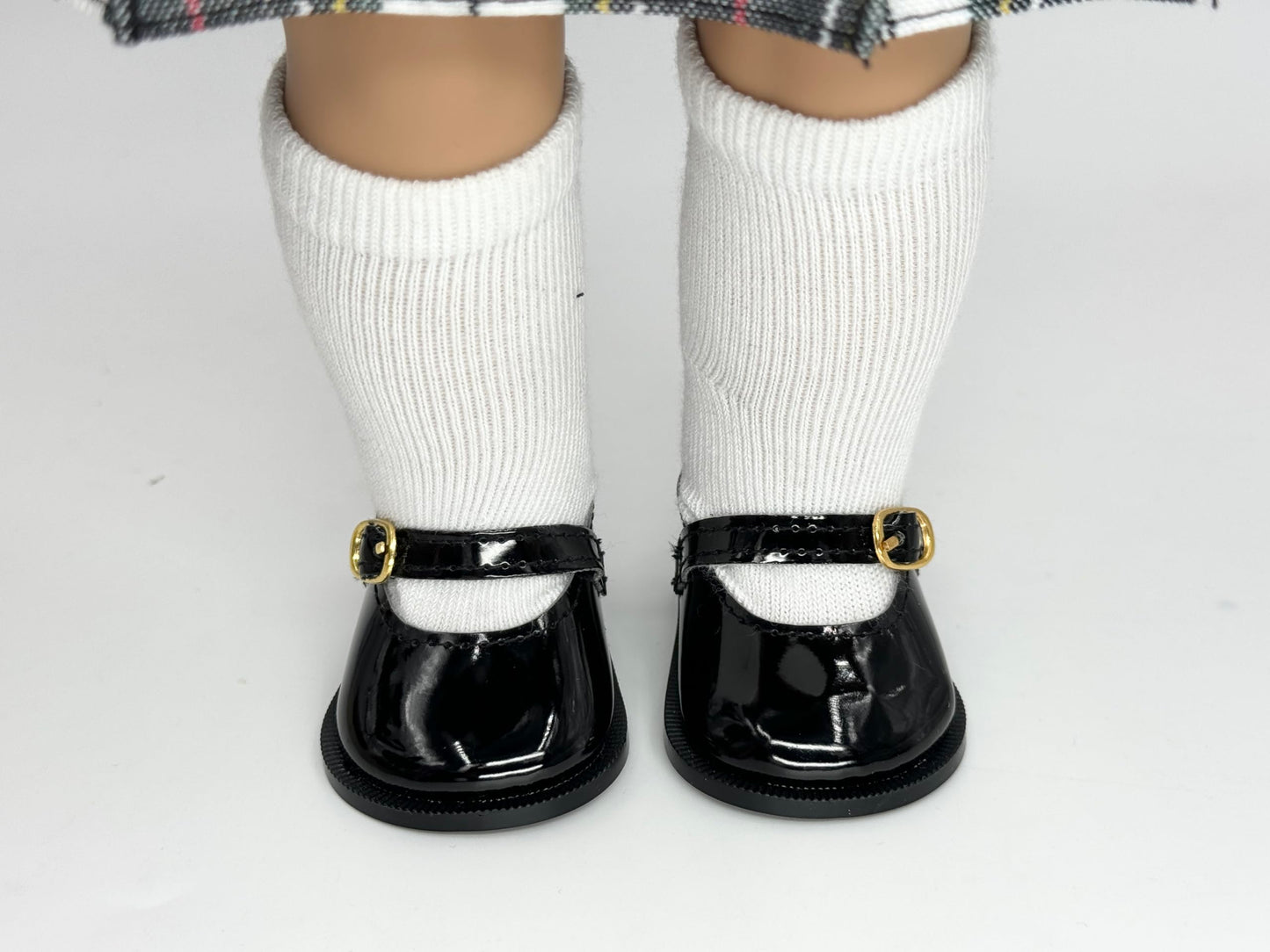 18'' American Doll Shoes- Mary Jane Matte Black, Red, White, Pink, Shiny Black Shoe (18'' Doll, Shiny Black-NEW)