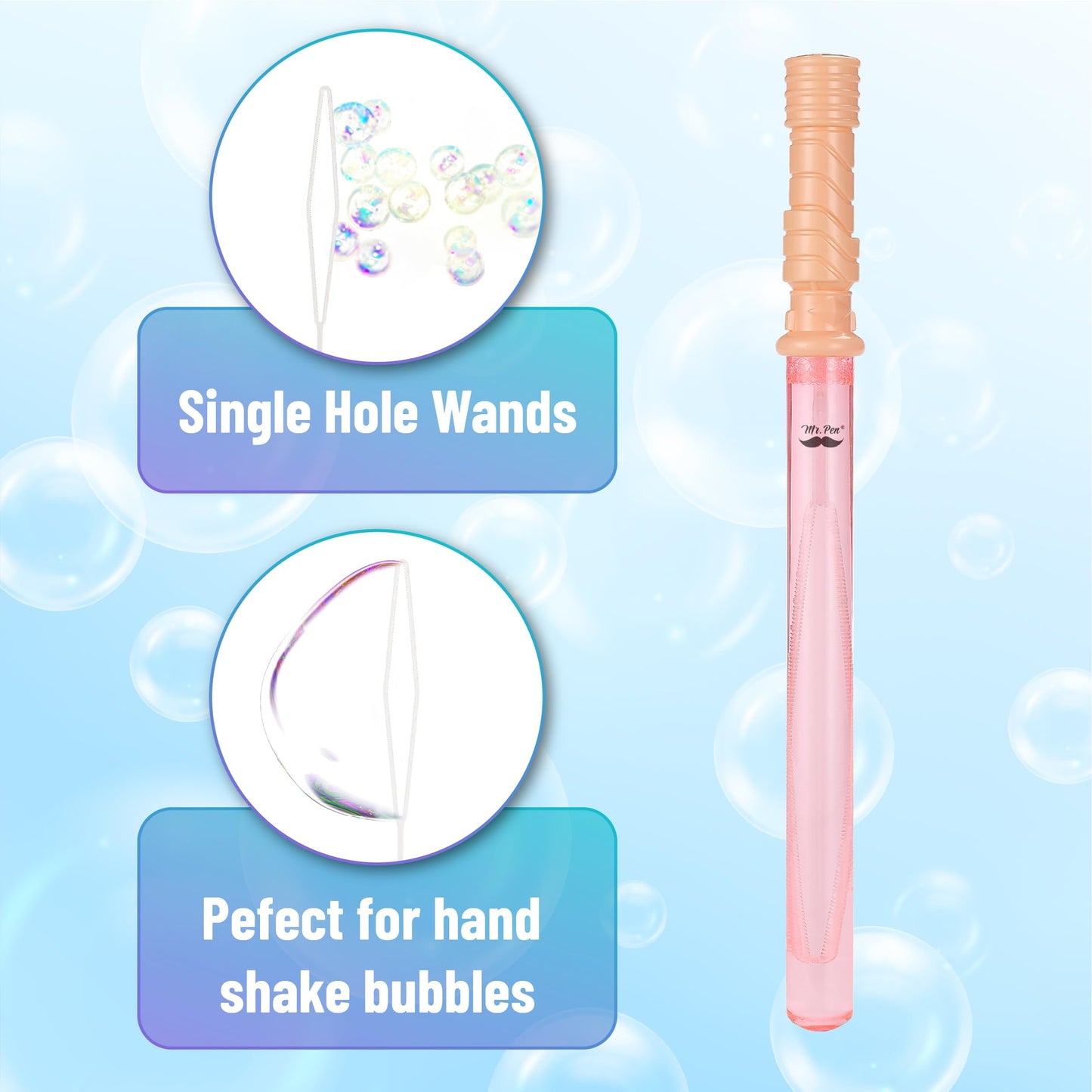 Mr. Pen Bubble Wands, 2 Pack, 14.3 Inches, Foam, Pink - Big Bubble Party Favors for Kids