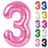 Pink Number 3 Balloon 40 Inch, 3 Balloon Number, 3Rd Birthday Decorations, Pink Party Supplies For Boys Girls