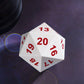KSNDie Large D20 Foam Dice - 80mm Spindown D&D RPG 20 Sided Dice with Drawstring Bag - White