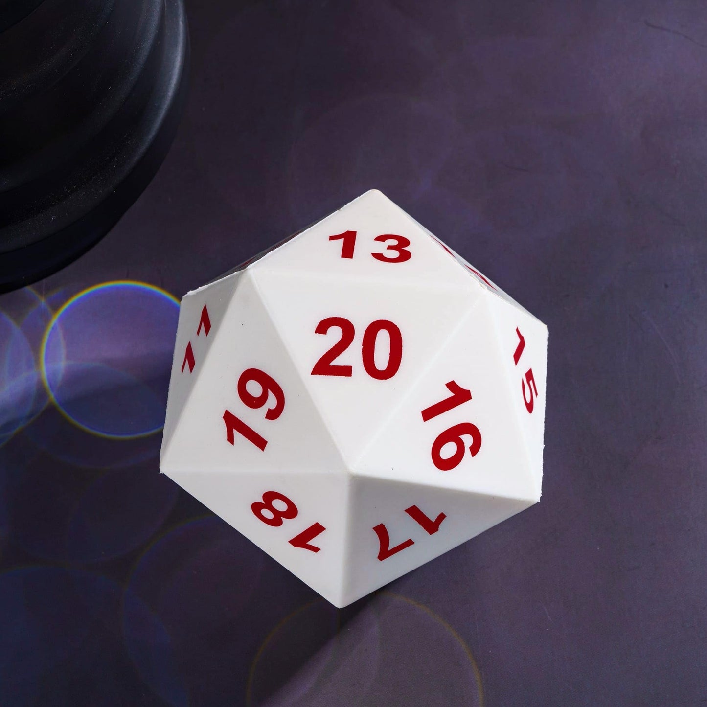 KSNDie Large D20 Foam Dice - 80mm Spindown D&D RPG 20 Sided Dice with Drawstring Bag - White