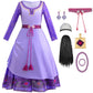 Zaisuifun Princess Asha Costume For Girls Wish Asha Dress Up Kids Halloween Cosplay Outfits With Accessories, Purple, 5-6 Years(