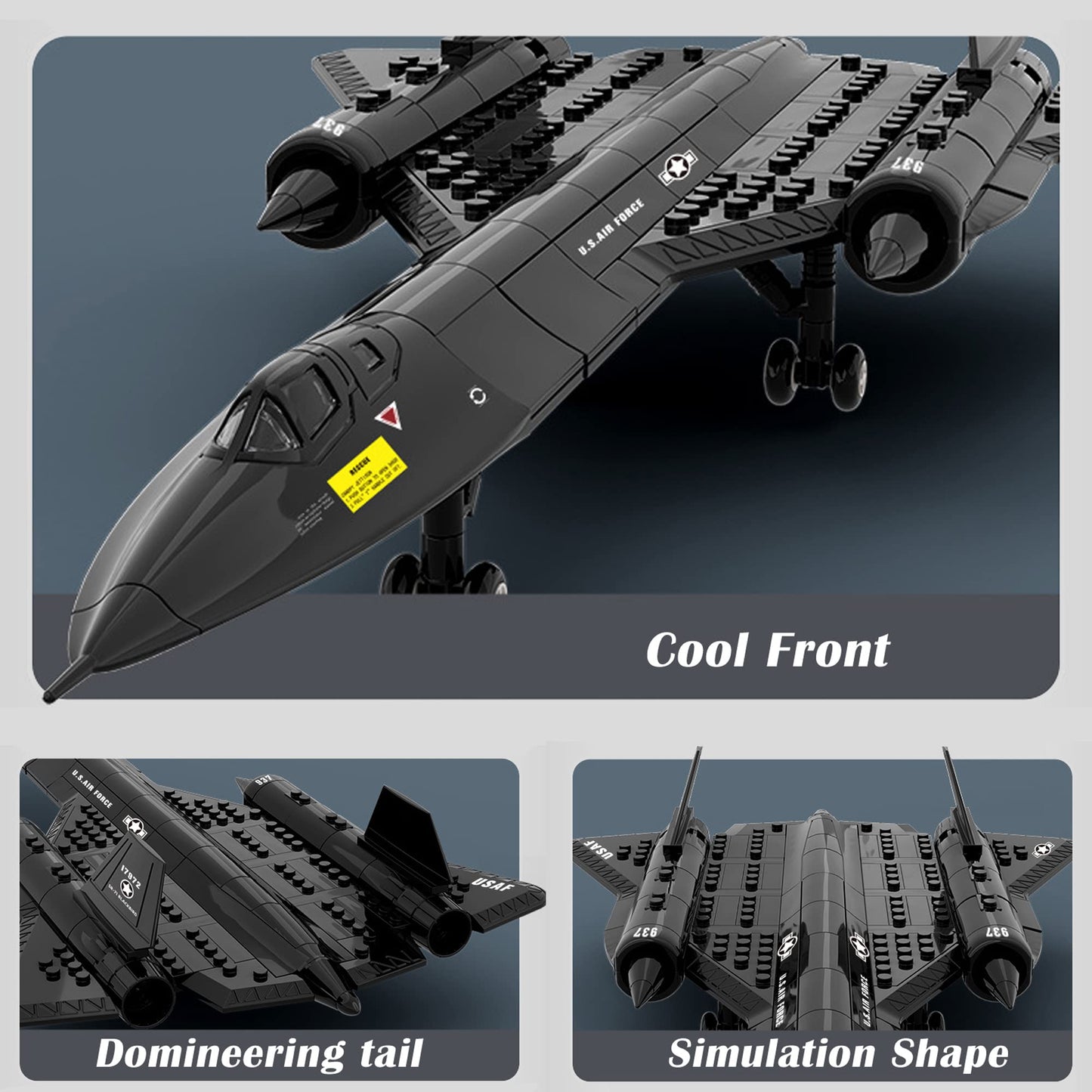 Gonli Stem Army Toys Us Air Force Sr-71 Reconnaissance Aircraft Building Blocks Sets For Boys Fighter Jet Building Toys Gifts For Kids(183Pieces)