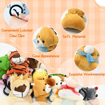 Lukbera 28Packs Plush Animals Keychain Set, Cute Mini Stuffed Animals Keychain Toys Heart Shape Cards For Kids Easter Egg Hunt E