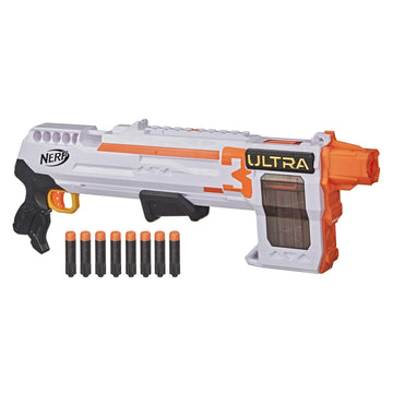 Nerf Ultra Three Blaster, Pump-Action, 8-Dart Internal Clip, 8 Ultra Darts, Compatible Only Ultra Darts -Like New