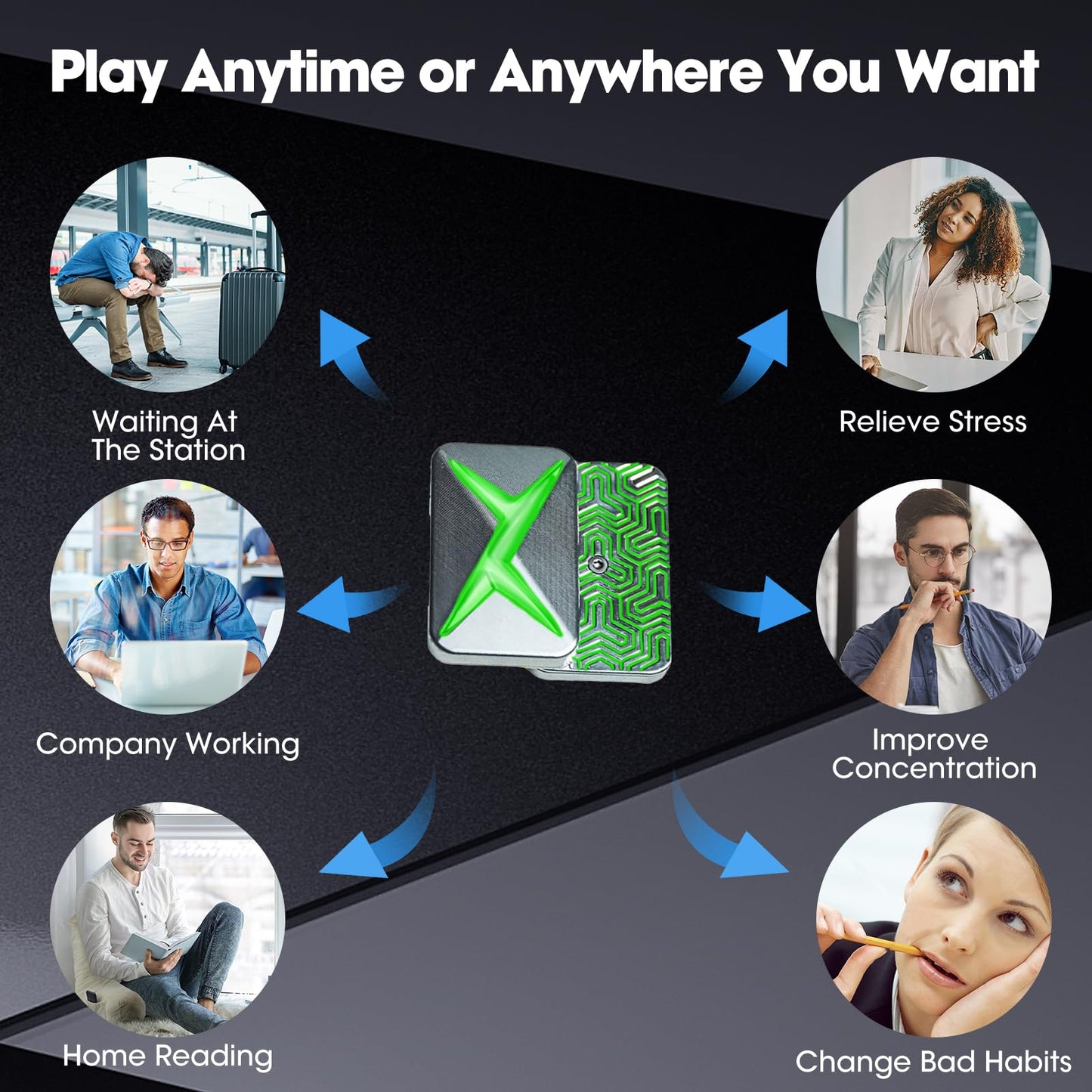 Judixy Infinite Lightning Fidget Slider Luminous Metal Magnetic Fidget Toys Adults For Stress Relief (Greenlight)