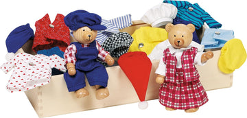 Goki Flexible Puppets Bears Benna & Bennoh With Wardrobe Doll, Multicolor (51914)