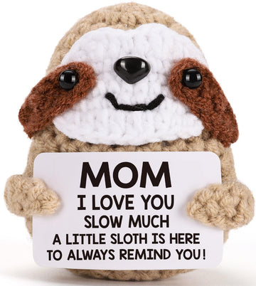 Mbl Funny Birthday Gifts For Mom - Mom I Love You Sloth Much, Handmade Crochet Cute Small Duck Unique Presents For Mama Bonus St