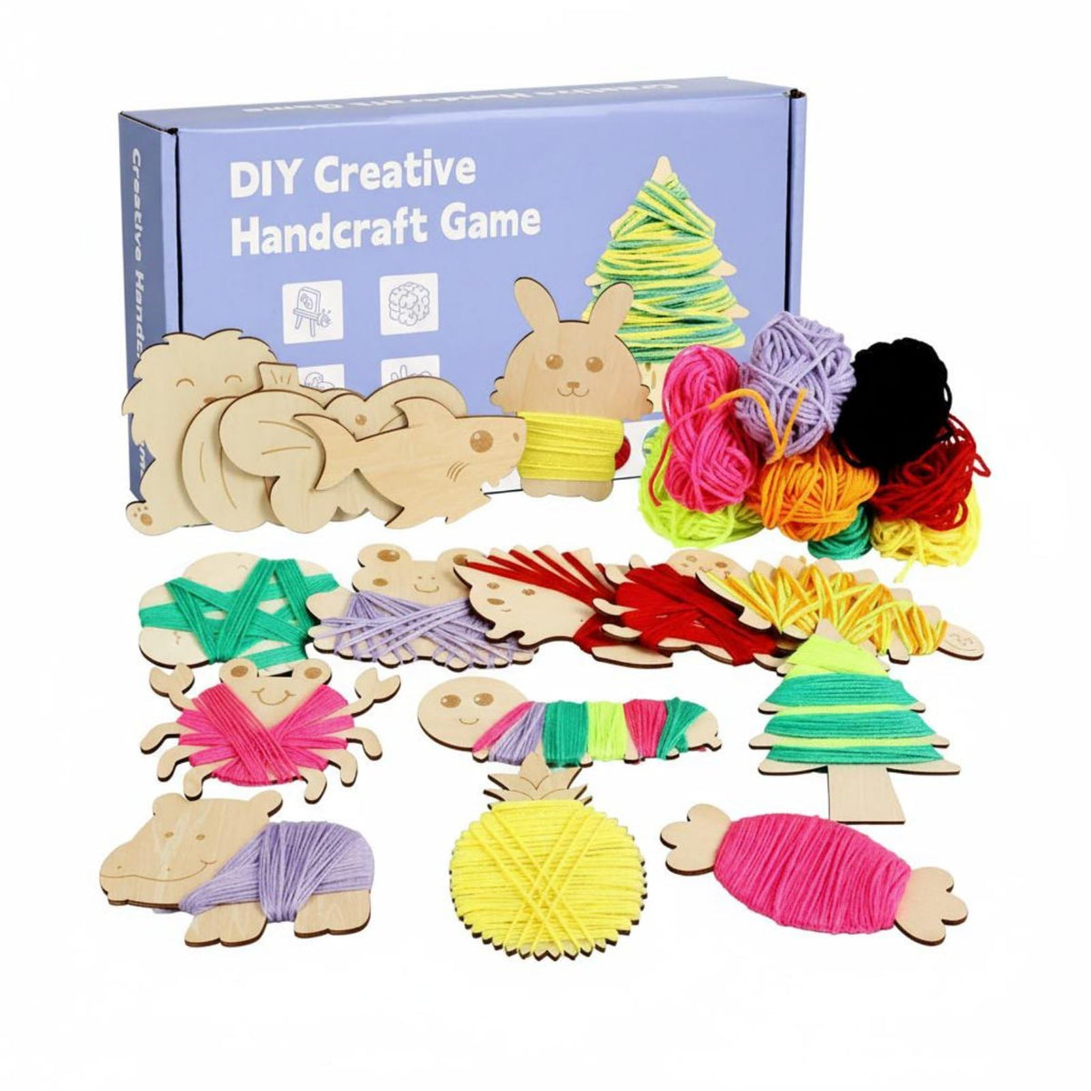 STYLEHEAVEN Wooden Threading Toy Color Recognition Training Young Child Fine Movement Toy Wooden Shape Lacing Set HandVision Co