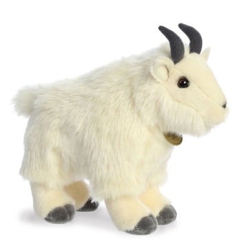 Aurora® Realistic Miyoni® Mountain Goat Stuffed Animal - Lifelike Detail - Cherished Companionship - White 10 Inches