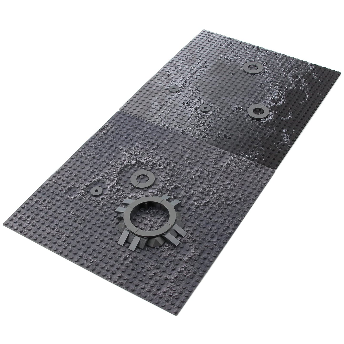 Feleph Space Moon Baseplate 10X10 Inches Classic Building Blocks Base Plate Gray Compatible With Major Brands - 2Pcs