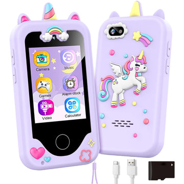 Kids Phone Toy Gift for Girls 3 4 5 6 7 8 Years Old, Toddler Smart Phone Dinosaur Learning Toys - Pretend Play Phones with Educa