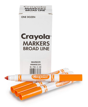 Crayola Broad Line Markers - Orange (12Ct), Markers For Kids, Bulk School Supplies For Teachers, Nontoxic, Marker Refill With Reusable Box
