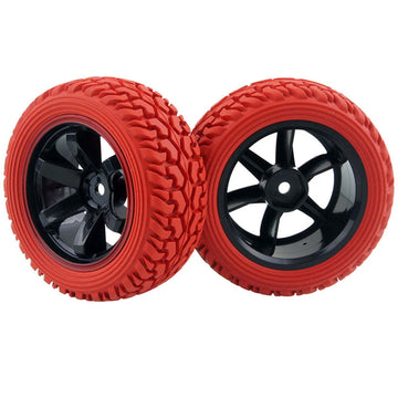LAFEINA 1:10 Rally Car 75mm Rubber Tires and Wheel Rims for 1/10 Scale HSP 94123 HPI Kyosho Tamiya RC On Road Car(Red)