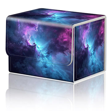 Card Game Storage Box TCG Deck Box MTG Card Box Organizer Trading Card Case Commander Deck Box TCG Card Storage Box Magnetic Closure Creative Pattern Up to 200 Cards  Blue And Purple Space Star