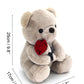 9.8'' Teddy Bear With Rose, Soft Plush Bear Doll Stuffed Animals Toys Valentines Day Decor Gifts For Her/Girlfriend Lover Mom Ki