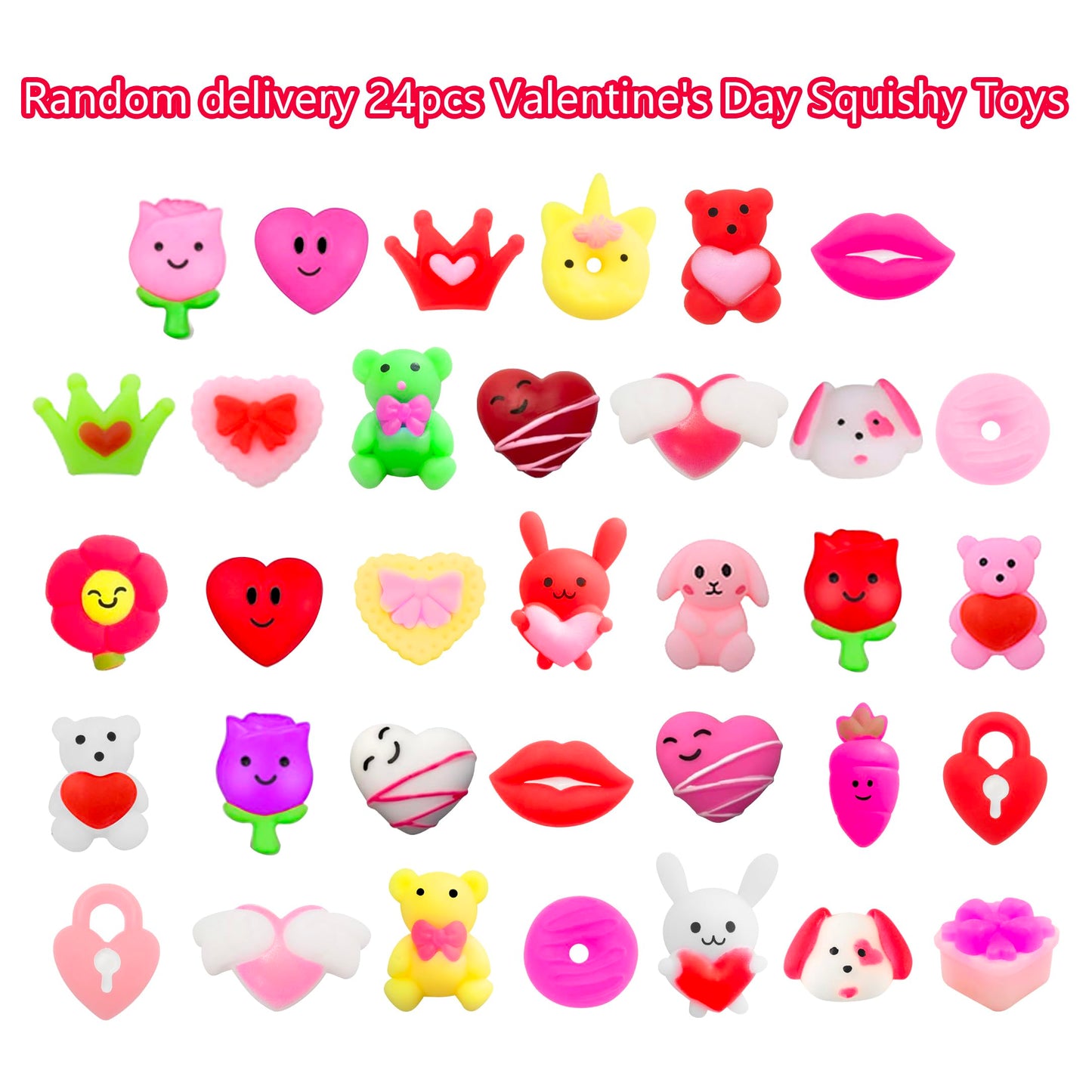 24 Pack Valentines Day Gifts Card With Mochi Squishy Toys Mini Cute Squeeze Toy Stress Reliever Anxiety Packs For Kids Girls Boys Valentine'S Party Favor Valentines Day Cards Gift(Valentine'S Day)
