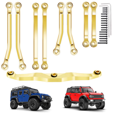CrazyHobby Brass Steering Links and High Clearance Suspension Chassis Links Set for 1/18 Traxxas Crawler TRX4M Bronco Defender 4