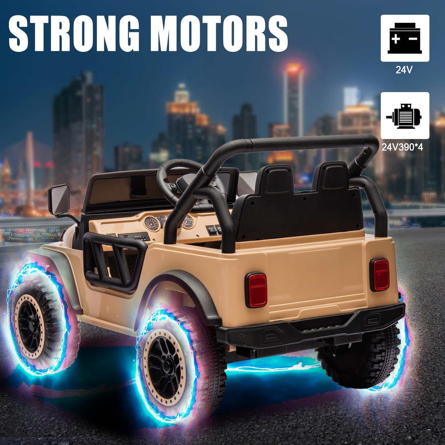 Postack 24 Volt Ride On Car With Parental Remote Control, 4X4 Battery Powered Electric Vehicle, 4Wd Ride On Utv Toy For Kids To