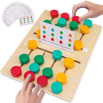 Augtoy Montessori Color Matching Learning Toys Sliding Puzzle For Kids 3 4 5 6 7 Years Old Preschool Logic Game Brain Teasers Boys Girls 2 Players Educational Wooden Toddler Travel Toys Gifts