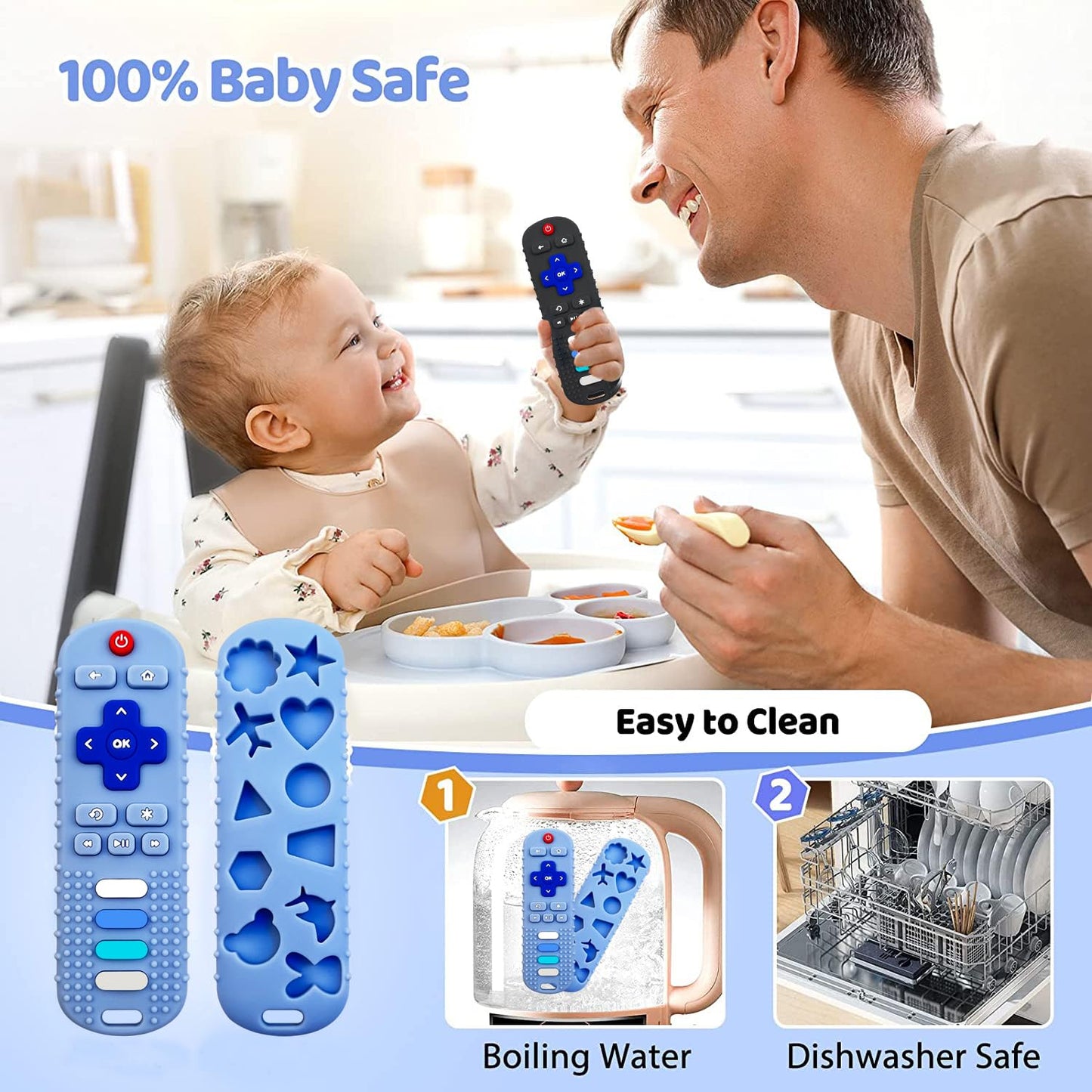 Silicone Baby Teething Toys for Babies 3 6 18 24 Months, Baby Silicone Chew Toys,Remote Control Shape Teething Toys,BPA Free