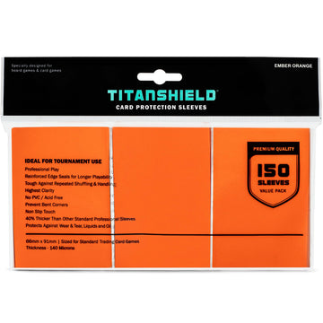 Titanshield (150 Sleeves/Ember Orange Standard Size Board Game Trading Card Sleeves Deck Protector For Mtg, Dropmix