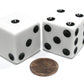 Koplow Games Set of 2 D6 25mm Large Opaque Jumbo Dice - White with Black Pips