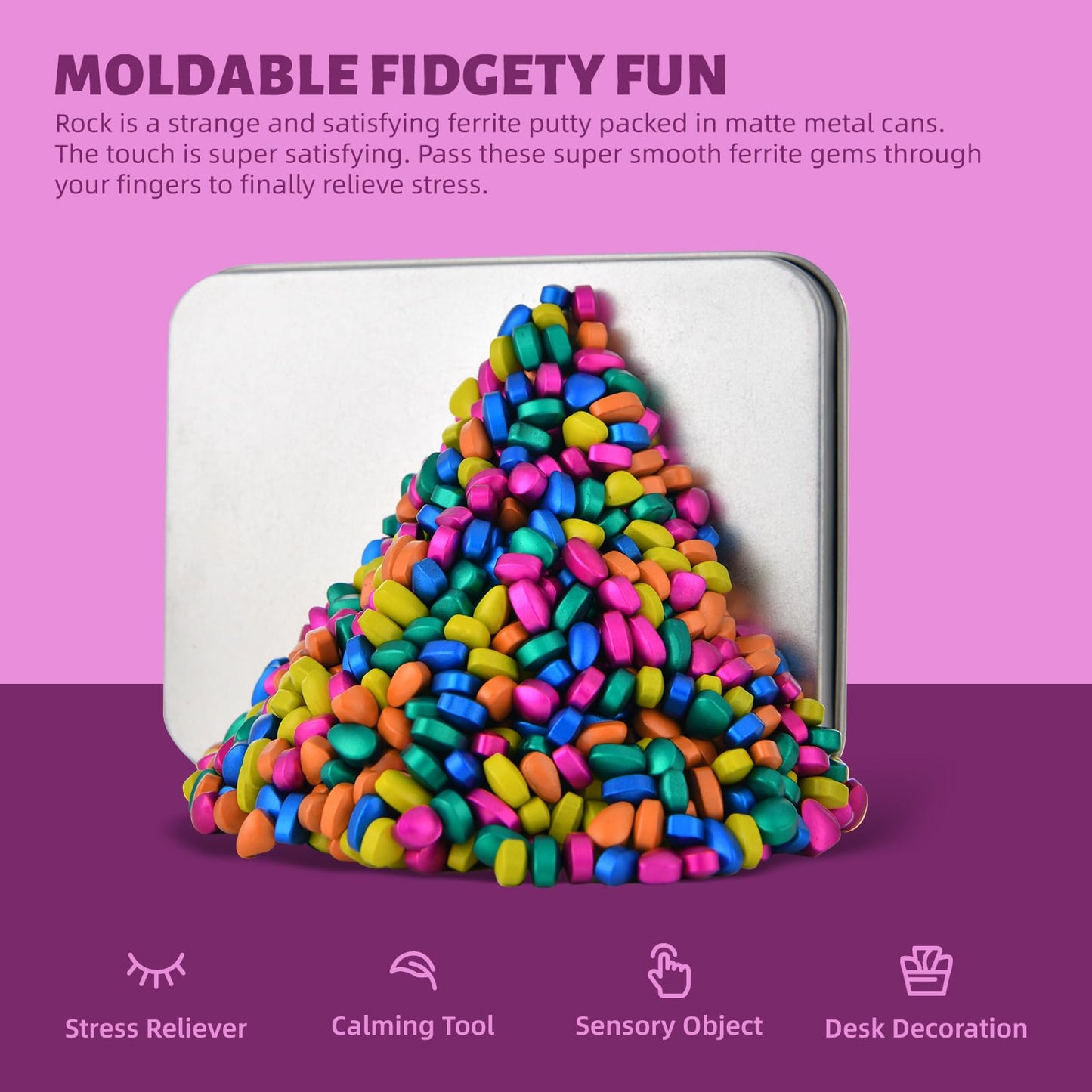 UYPEA Ferrite Putty Rocks, More Than 600 Weak Magnetic Smooth Ferrite Pebbles, ADHD Desk Toys for Office and Time-Killer for Adu