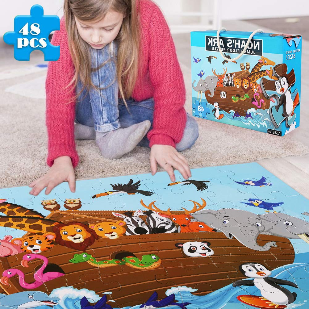 Lovestown Floor Puzzles, Animal Jumbo Puzzles, Kids Educational Toy For Family Entertainment Education 3 X 2 Ft. 48Pcs