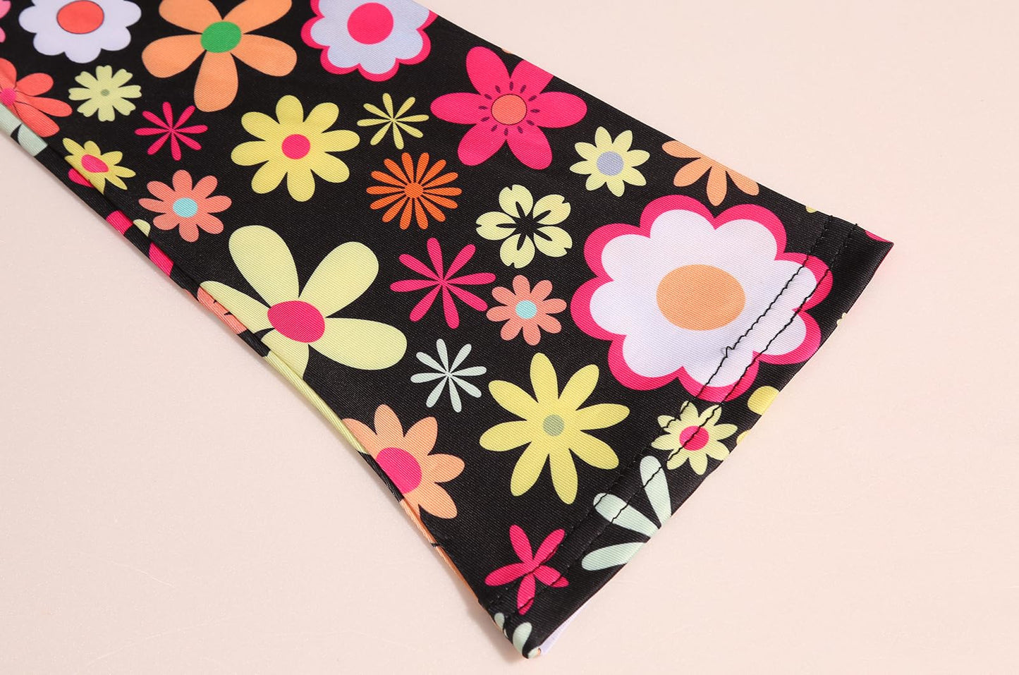 SKCAIHT Girls Hippie Costume 60s 70s Outfits Halloween Party Dress Up (Black, 10-11 Years)