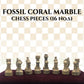 Handcrafted enhanced Marble Chess Pieces Set - Elegant 32-Piece Replacement for 12-15 Inch Chess Boards Storage Box (Coral and Green)