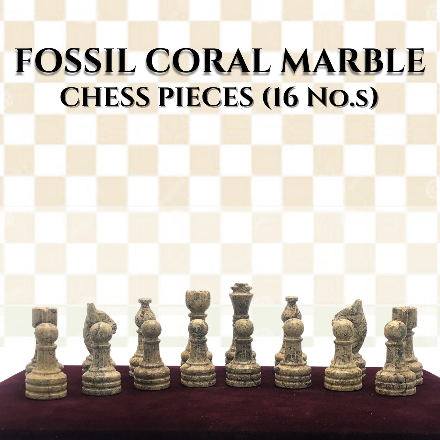 Handcrafted enhanced Marble Chess Pieces Set - Elegant 32-Piece Replacement for 12-15 Inch Chess Boards Storage Box (Coral and Green)