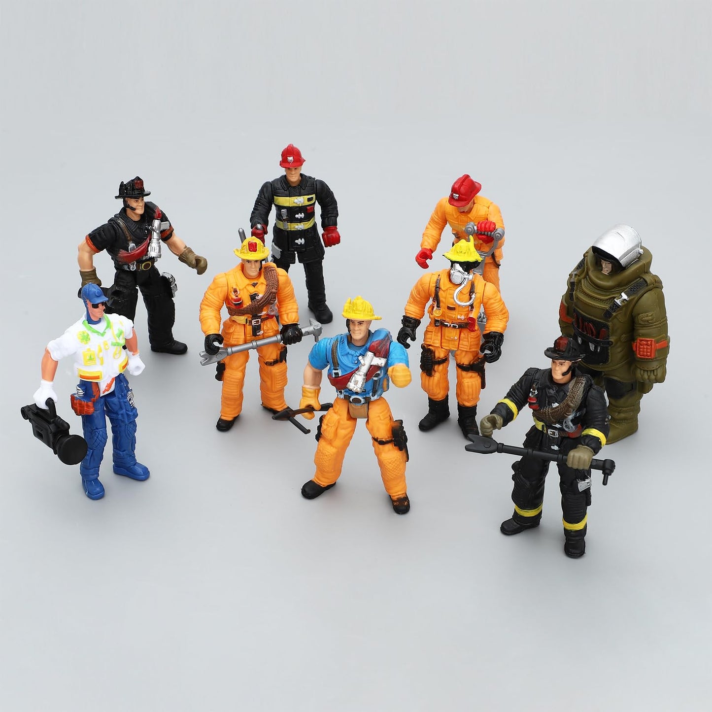 ONEST 12 Pieces Firefighter Action Figures Firefighter Toys 4'' Action Figures with Hats & Accessories for Teens Party Decoratio
