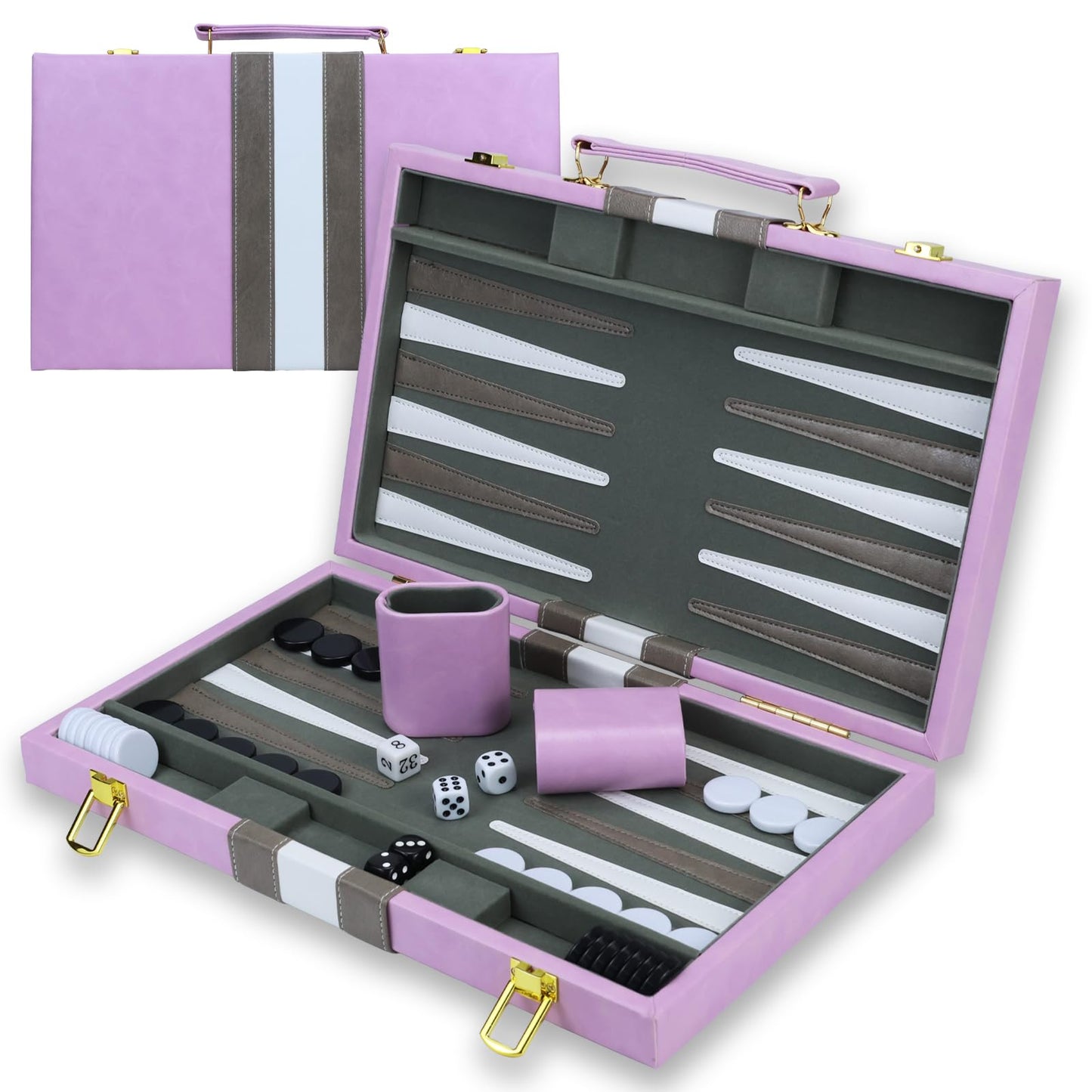 Backgn Sets for mature-themeds  15 inch Backgn Purple Sets Classic Board Game with enhanced Leather Case  Portable Travels Strategy Backgn Game Set for mature-themeds  Kids (Purple)