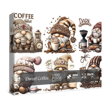 Fantasy Coffee Gnome Puzzles for Adults 1000 Pieces, Impossible Hard Difficult Challenging Art Jigsaw Puzzles, Funny Butterfly F