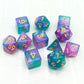 Haxtec 11 Piece Dice Set Extra D6 D20 Compatible with Dungeons and Dragons 5e RPG Games-Teal Purple Glitter