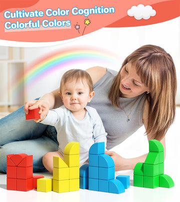 Asago Magnetic Blocks For Toddlers, Kids Building Toys, Creative Stacking Colorful Sensory Block With Magnet, Educational Constr