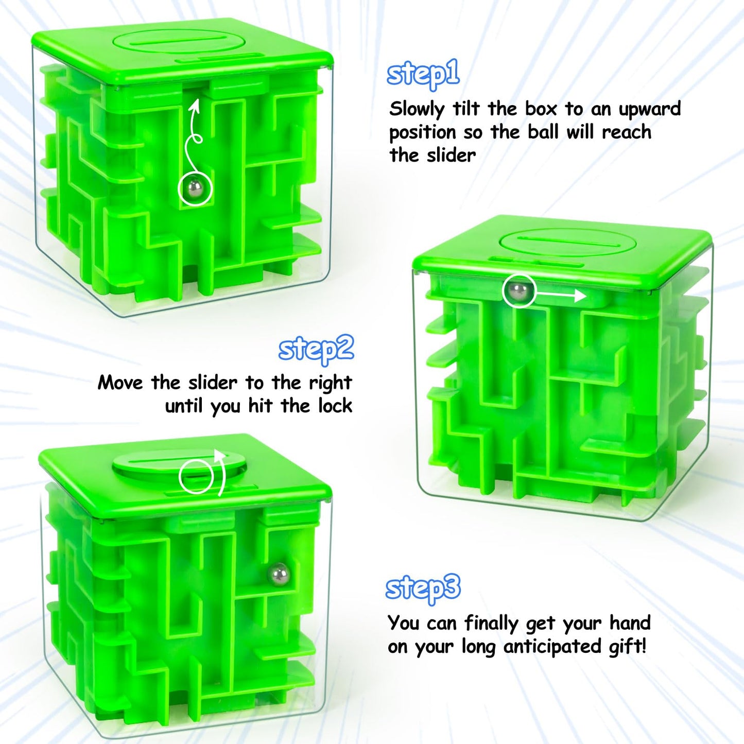 Tcvents 10 Pack Money Maze Puzzle Gift Boxes(3 Colors), 3D Mazes Magic Cube Money Puzzle Box Toy Set Brain Teasers For Kids Teen