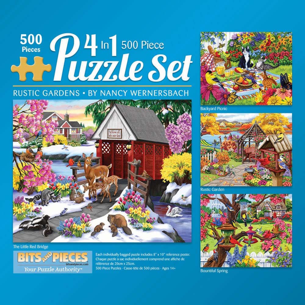 Bits And Pieces - 4-In-1 Multi-Pack 500 Piece Jigsaw Puzzles For Adults - 500 Pc Puzzle Set Bundle By Nancy Wernersbach - 16 X 2