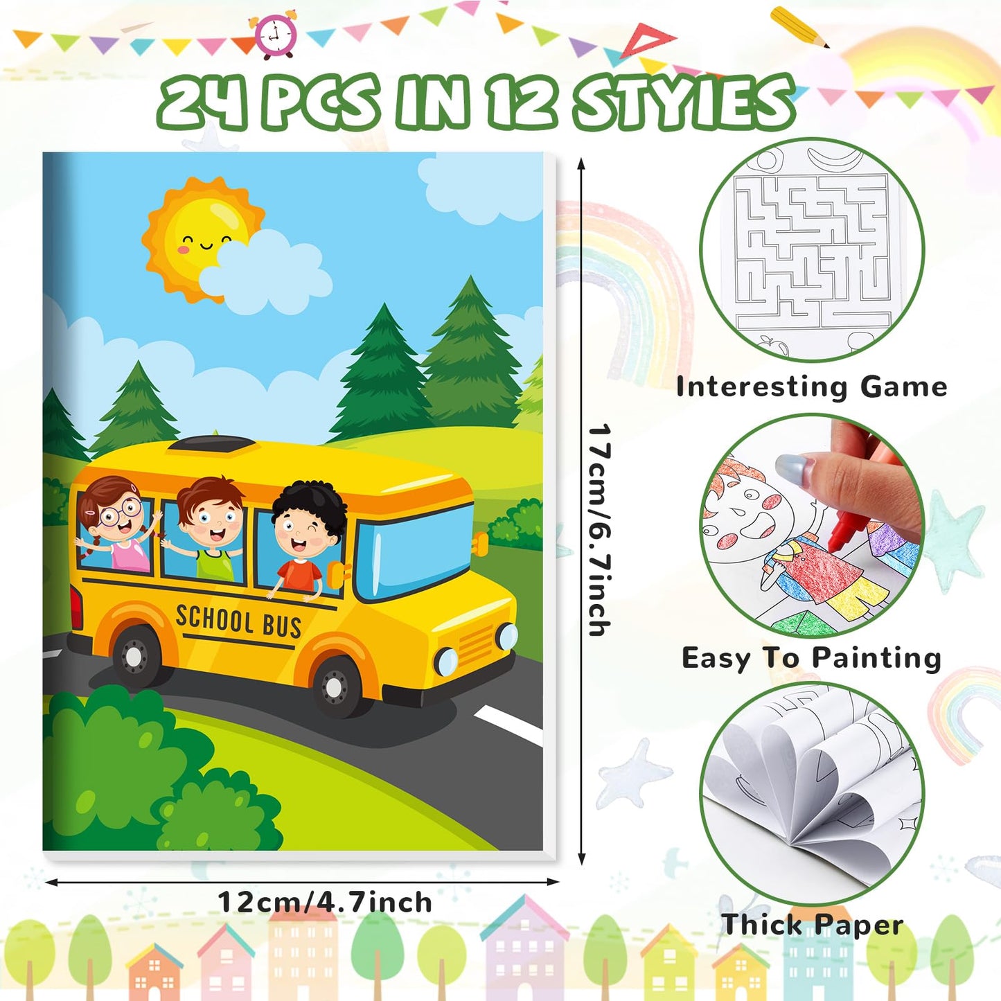 Benlouis 24 Preschool Kindergarten Mini Coloring Books For Kids Graduation Party Favor Gift Small Activity Books Bulk For Studen