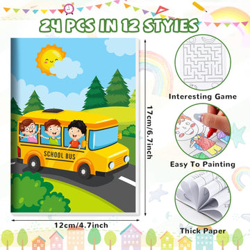 Ben Louis 24 Preschool Kindergarten Mini Coloring Books With 24 Crayons For Kids Birthday Party Favor Small Activity Books Bulk