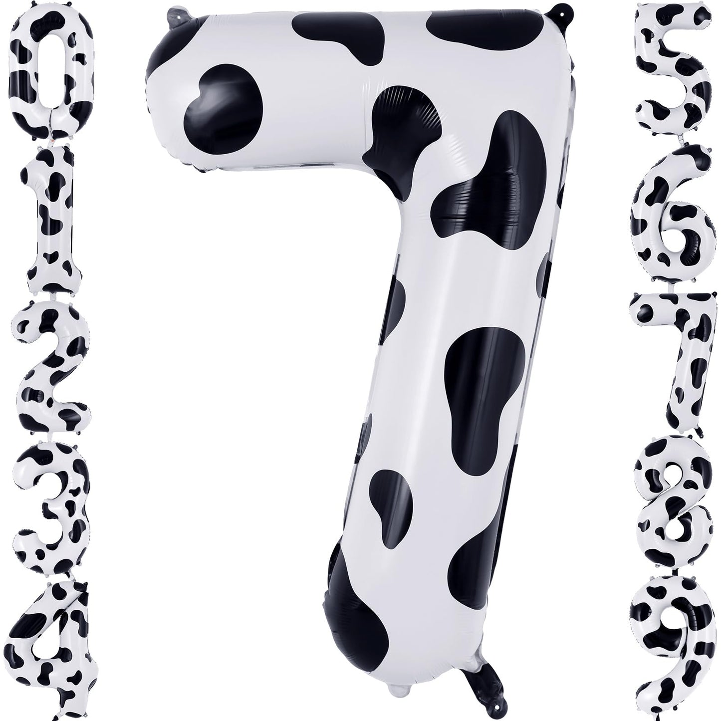 Cow Print Number 7 Balloon, Large 40 Inch Cow Number Birthday Balloons, Foil Mylar Number 7 Balloons For 7 Year Old Birthday Par